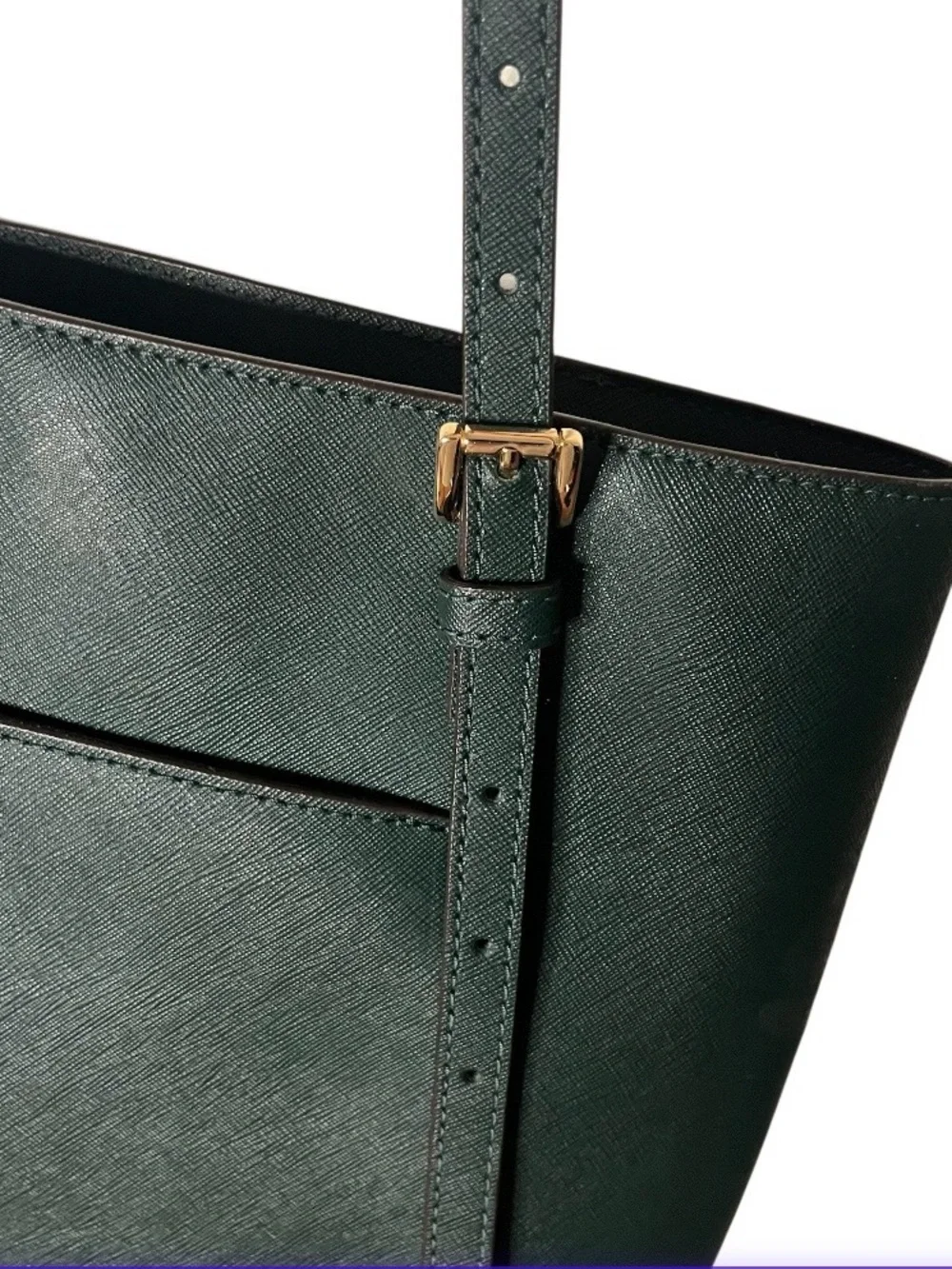 MICHAEL KORS Charlotte Large Tote Racing Green Saffiano Leather Adjustable Strap - Picture 5 of 11